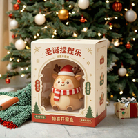 Jouet anti-stress souple en forme de renne de Noël, à presser, avec boîte colorée
