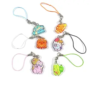 Kuien Custom Epoxy Acrylic Phone Charm Double Side Printed Acrylic Phone Keychain With Colorful Phone Strap