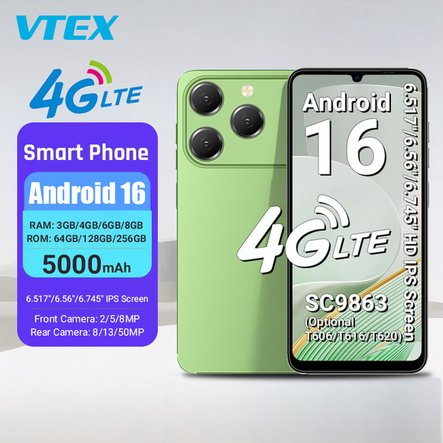 6.7 Inch 4G LTE T615 CPU Mobile Phone HD IPS Screen Android 16 5000mAh Long Lasting Battery 4GB RAM 128GB ROM Smart Phone