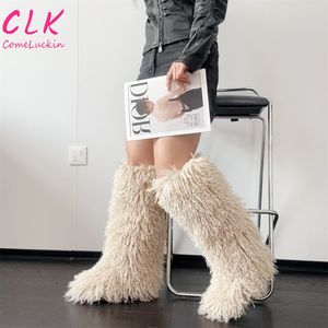 فو المنغولية الصوف الثلوج أحذية طويلة الدافئة أفخم منصة الركبة عالية في الهواء الطلق فروي الفتيات لطيف الأحذية - Product Image 5