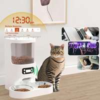 Distributeur automatique d'aliments pour chats et chiens de 4 litres avec écran LCD, design portable, double plateau, contrôle intelligent par application, bols rechargeables, étanche IPX4, ABS