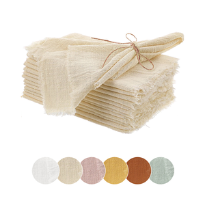 Servilletas de tela de algodón 100% reutilizables cuadradas de 32 cm con flecos para bodas, banquetes, aviones y cocinas, venta al por mayor de stock en el extranjero. - Product Image 1