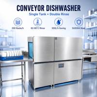 Lave-vaisselle à convoyeur professionnel haute performance, 200 plateaux par heure, hauteur de lavage 420 mm, pour hôtel, cantine d'employés, entreprise de restauration