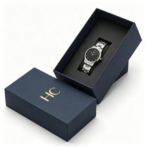 Eco Friendly <b>Paper</b> Watch Box Lid and Base Rigid Cardboard Gift Box Custom Printed Luxury Watch Packaging Factory - Product Image 3