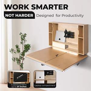 Escritorio flotante de madera para ahorrar espacio más vendido, mesa de ordenador con estante de almacenamiento, escritorio de estudio plegable para oficina en casa - Product Image 4