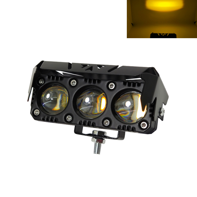 Dual Color 3 Projector Lens Led Headlight Motorcycle Spotlight Laser Driving Lights Yellow White Led Working Light for Harley