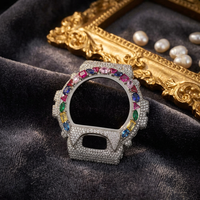 Lunette de montre de luxe en acier inoxydable octogonale, entièrement sertie de cristaux étincelants, cadre de protection personnalisé pour montre Hip Hop pour hommes