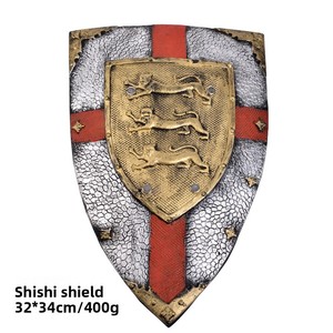 Escudo de Espuma PU com Emblema Triplo de Leão em Relevo para Jogos de Batalha de Crianças, Brinquedo de Escudo de Espuma PU com Cresta de Leão - Product Image 1