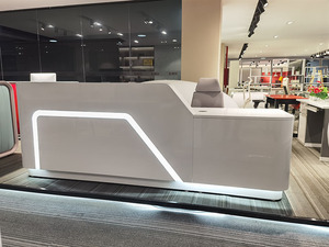 Tùy chỉnh hiện đại rắn bề mặt LED phía trước truy cập khách sạn Salon Spa thu ngân gỗ trắng đứng bàn tiếp tân với truy cập để bán - Product Image 4