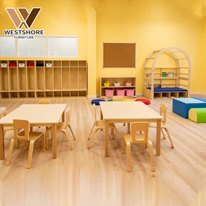 Arredamento Montessori per la Scuola Materna Design per Aula d'Asilo in Legno Mobili per Asilo Nido Set Tavolo e Sedie per l'Infanzia - Product Image 1