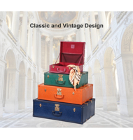 Ensemble de 4 valises vintage en cuir PU à motif crocodile, valise rigide rétro avec serrure dorée, options multicolores