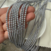 Perles d'eau douce grises presque rondes de 3,5-4 mm pour collier DIY, perles pour bébé, environ 105 pièces de 39 cm de longueur