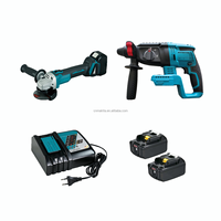 Kit combiné perceuse à percussion et meuleuse d'angle sans balais 18V, compatible avec les batteries, ensemble complet avec 2 batteries et chargeur rapide