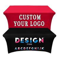 Nappe rectangulaire extensible en spandex avec logo personnalisé imprimé pour salons professionnels, expositions et événements (6ft, 8ft)