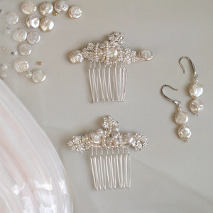 SLBRIDAL Peineta de Novia <span class=keywords><strong>con</strong></span> Perlas <span class=keywords><strong>Naturales</strong></span> Estilo Ins, Pendientes, Tocado de Boda, Accesorio <span class=keywords><strong>para</strong></span> <span class=keywords><strong>el</strong></span> Cabello, Joyería <span class=keywords><strong>para</strong></span> Mujeres y Niñas - Product Image 6