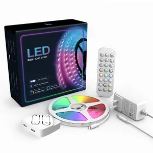 Wifi Set 5m tahan air 12V SMD 5050 lampu latar jarak jauh RGB Strip fleksibel, RGB Strip LED, lampu Strip LED
