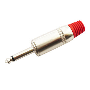 Conector Mono Metálico de 6.3mm, Enchufe de Audio Rojo para Cables de Instrumentos - Product Image 1