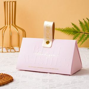 New Style Leather Handle Triangle Red Orange Pink Candy <strong>Box</strong> <strong>for</strong> <strong>Weeding</strong> - Product Image 2
