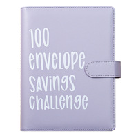 Carnet de défi des 100 enveloppes A5 à 6 anneaux, journal d'épargne à feuilles mobiles avec 25 pochettes pour cartes, cartes de 100 jours, 7 couleurs, logo personnalisé