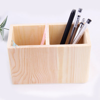 Récipient à stylo unique Porte-crayons en bois à double treillis Stockage de pots à brosse