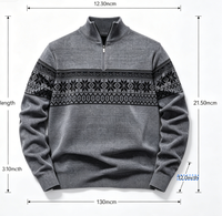 Pull tricoté jacquard 100 % coton pour homme, col montant, manches longues, anti-rétrécissement, anti-boulochage, anti-plis, chaud pour l'hiver