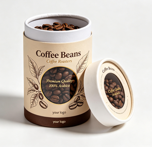 Custom Kraft Paper Tube With Clear Lid For <b>Coffee</b> Beans Recyclable Packaging Gold Foil <b>Printing</b> - Product Image 5