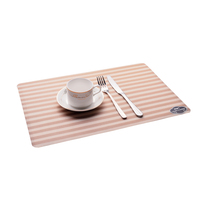 Napperons imprimés RNPT en PVC à coins arrondis, rayures fines orange, napperons en plastique pour la maison, la cuisine, la table à manger, décoration