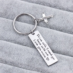 Cheap Bulk Gifts 316L Stainless Steel Silver Jewelry Drive Safe Keyring Airplane Link <b>Key</b> <b>Chain</b> Personalize - Product Image 4