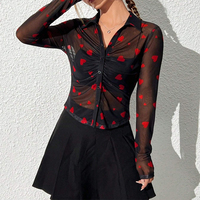 Primavera otoño manga completa Casual malla blusas mujeres camisas señoras Sexy Tops ropa mujer al por mayor