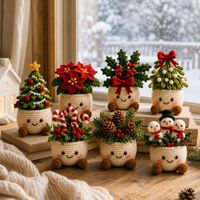Nouvel Ornement de Plantes en Pot au Crochet Fait Main pour Noël, Décoration de Bureau, Cadeau Créatif Fini