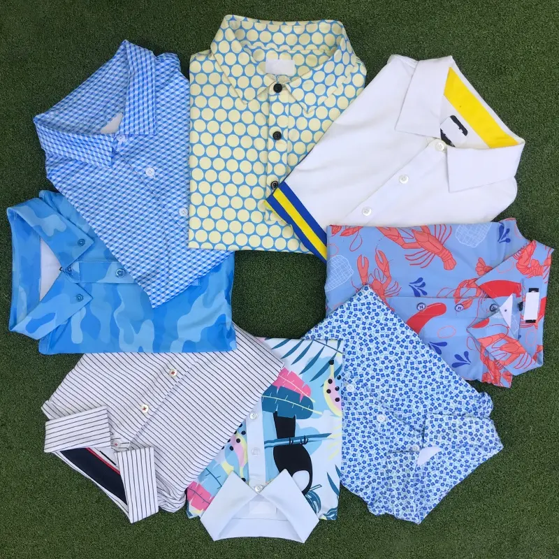 OEM/ODM Projete sua própria marca logotipo personalizado padrão de impressão total luxo sublimação golfe esporte polo camisetas críquete