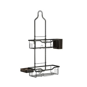 Bathroom <b>Shower</b> Head Rack With Two Layers Wall Mounted <b>Storage</b> For Shampoo And Soap Black And Silver Durable - Product Image 5