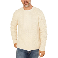 Individuelles Logo OEM ODM Herren Rundhals-Pullover Dicker Gepolsterter Einfarbiger Zopfmuster-Strickpullover Modischer Netz-Pullover Gestrickter Pullover