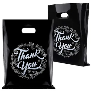 स्वनिर्धारित लोगो प्रिंट 12x15 इंच उच्च गुणवत्ता भारी शुल्क प्लास्टिक मर कट संभाल शॉपिंग बैग