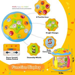 <span class=keywords><strong>Jouet</strong></span> musical de voyage pour bébé, instruments rotatifs lumineux, <span class=keywords><strong>jouet</strong></span> éducatif sensoriel pour le temps sur le ventre, tambour pour bébé rampant - Product Image 3