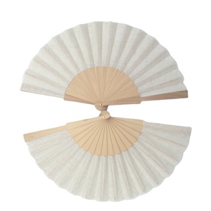 Abanico de Mano Plegable de Bambú Pintado a Mano, de Lino Blanco, de 23 cm, Hecho a Mano en Europa, Decoración Artesanal, Regalo para Boda - Product Image 1