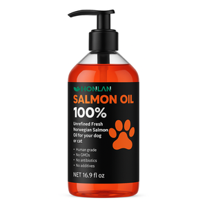 Huile de poisson pour animaux de compagnie, marque privée, oméga 3 naturel, huile de saumon liquide, compléments alimentaires pour animaux, huile de saumon sauvage d'Alaska pure pour chien - Product Image 1