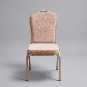Chaise de banquet de luxe en aluminium doré champagne |   Chaise de réception en velours rouge au design moderne pour hôtels et événements – Vente en gros - Product Image 1