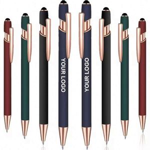 Logo Ball <b>Stylus</b> Navy Blue Rose Gold Metal Pen Pens Black Matt Rubber Ballpoint Custom Promotional Gifts - Product Image 6