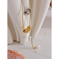 JINYOU 1257 perles rondes en acier inoxydable chaîne goutte perles artificielles mode collier élégant charme bijoux