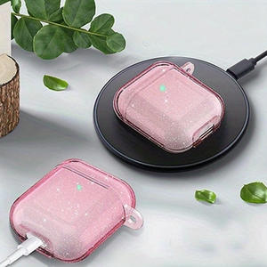 Étui de protection intégrale <span class=keywords><strong>en</strong></span> TPU peint UV avec logo personnalisé, conception divisée tout-<span class=keywords><strong>en</strong></span>-un pour écouteurs sans fil compatibles avec les 1ère, 2ème, 3ème et 4ème générations (3 Pink) - Product Image 4