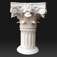 Pilier Rond en Marbre Blanc, Style Européen Classique Moderne, Design Romain pour la Décoration de Jardin