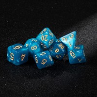 Ensemble de 7 dés de jeu RPG personnalisés avec logo, Dungeons and Dragons, dés bleus en acrylique polyédriques D&D 16 mm