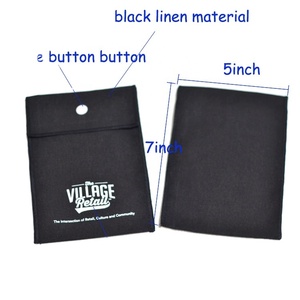 Custom Logo Printed Black Cotton Linen Canvas <b>Envelope</b> Dust Pouch Jewelry Packing with Divider - Product Image 2