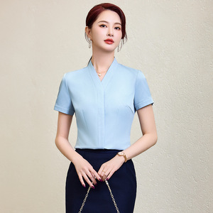 Hotel Front <b>Desk</b> Uniform Women Short Sleeve White Shirt Black Skirt <b>Set</b> Professional Workwear Summer 2025 - Product Image 4