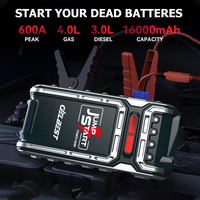 Démarreur de saut longue durée 16000mAh, 1000+ cycles, 600A de pointe, compatible essence 4L et diesel 2L, pour camion et moto, batterie externe