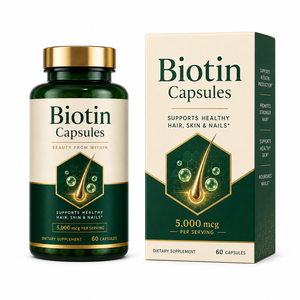 Capsules de biotine 5000 mcg avec collagène, acide hyaluronique, zinc, sélénium et <span class=keywords><strong>vitamine</strong></span> C - Product Image 1
