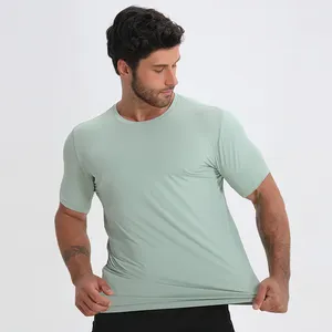 Men Crewneck T Shirt Fitness Bodybuilding Quick Dry Shirts Sport Clothes For Men Short Sleeve Gym Shirt