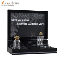Comptoir de magasin de maquillage cosmétique en acrylique de luxe Cabinet de parfum Led Présentoir de parfum noir à 3 niveaux