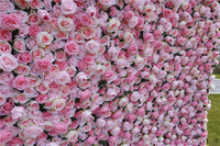 Décor mural en fleurs de soie 5D à effet dégradé, avec support en tissu, pour la décoration de mariages et l'aménagement d'événements en extérieur